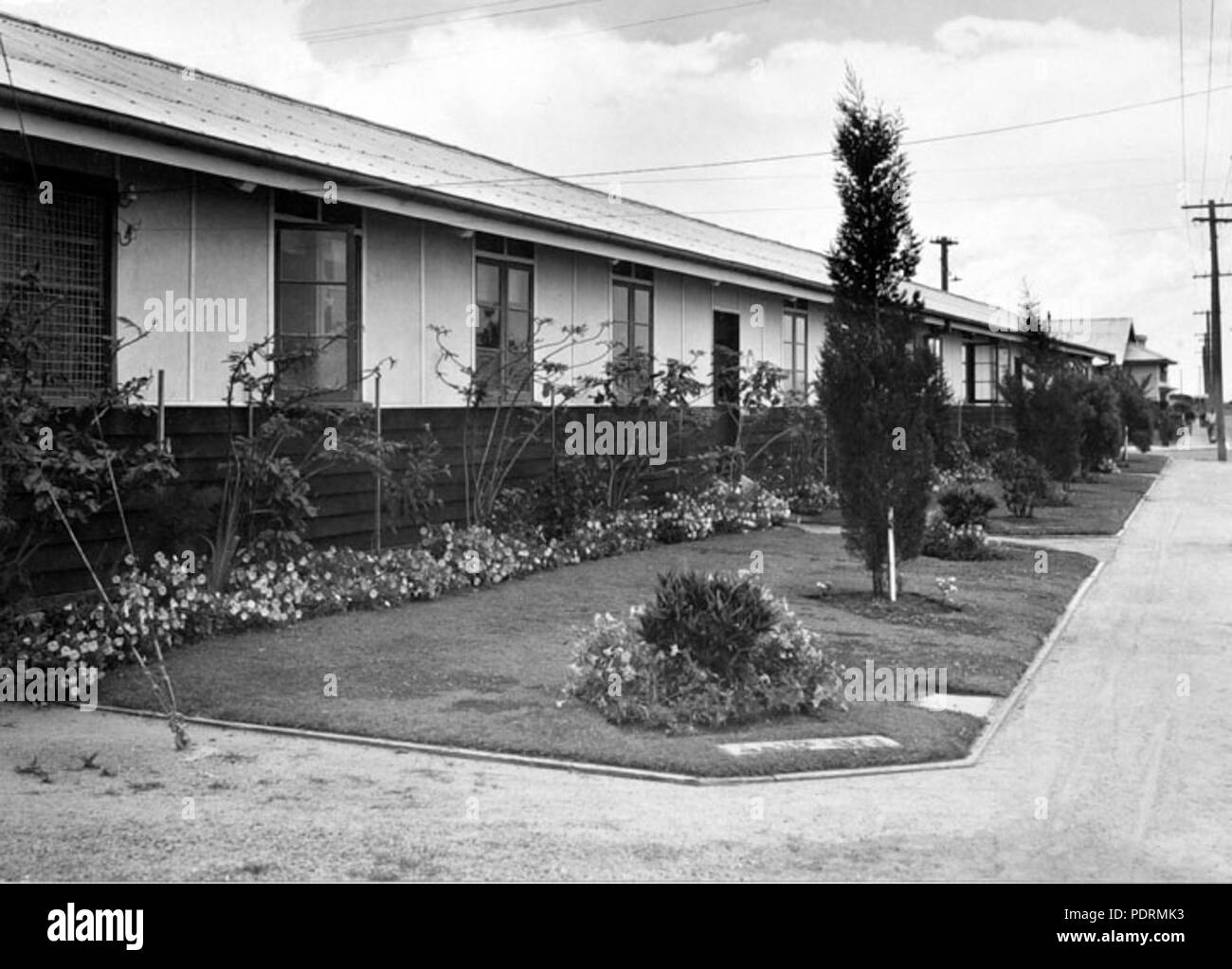 109 Queensland State Archive 3006 Gärten zur Abendzeit Home Sandgate November 1947 Stockfoto