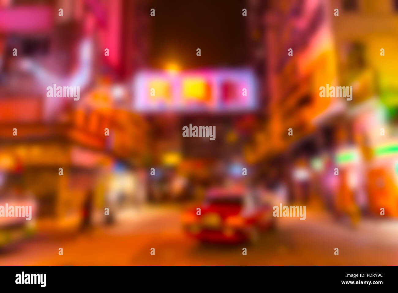 Blur nacht China Town bunten Neon reisen Straße in Hong Kong für Hintergrund Stockfoto