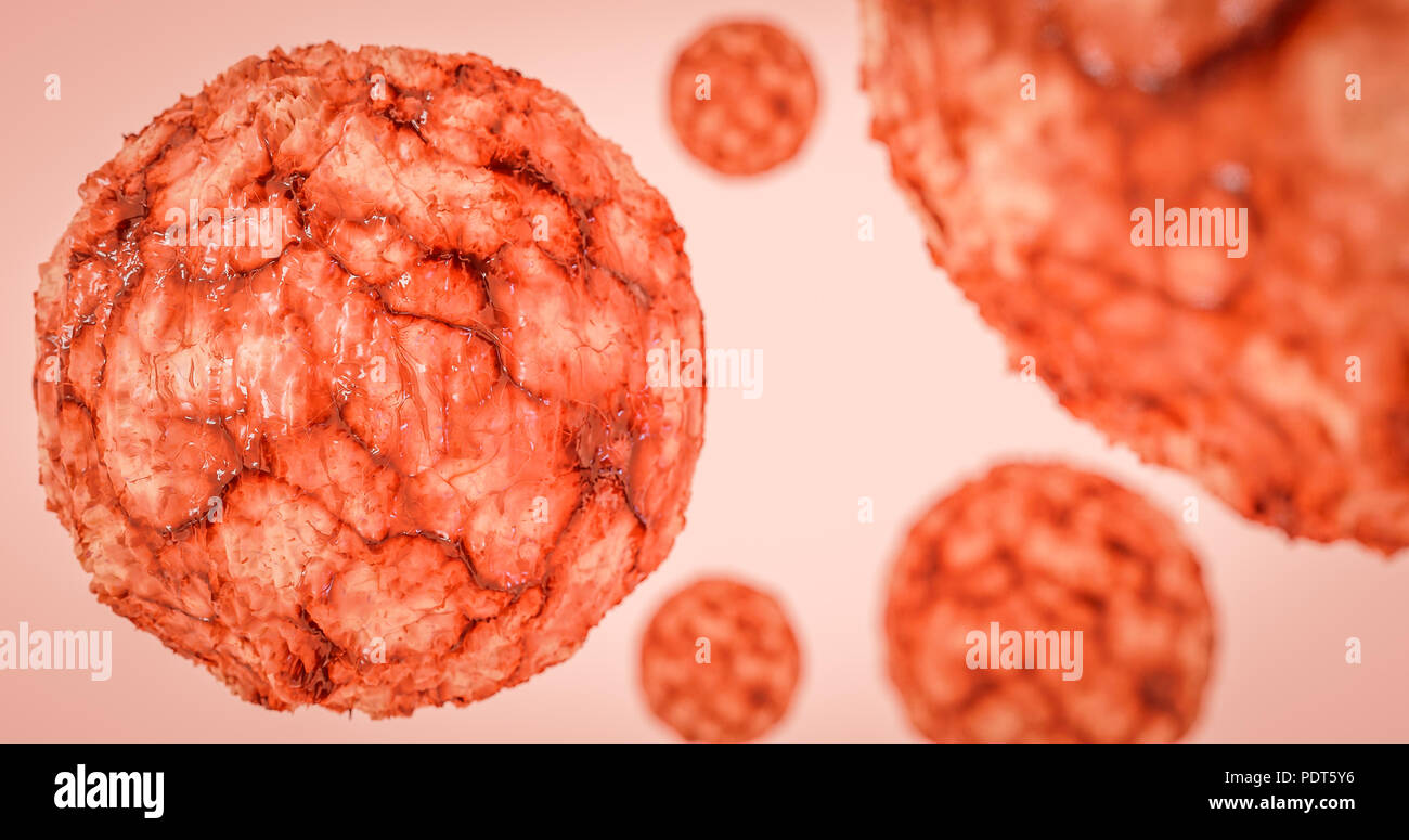 Krebszelle Onkologie Konzept Krebs tumor Zyste Karzinom Lymphom Darmkrebs brest Krebse 3D-Rendering Stockfoto