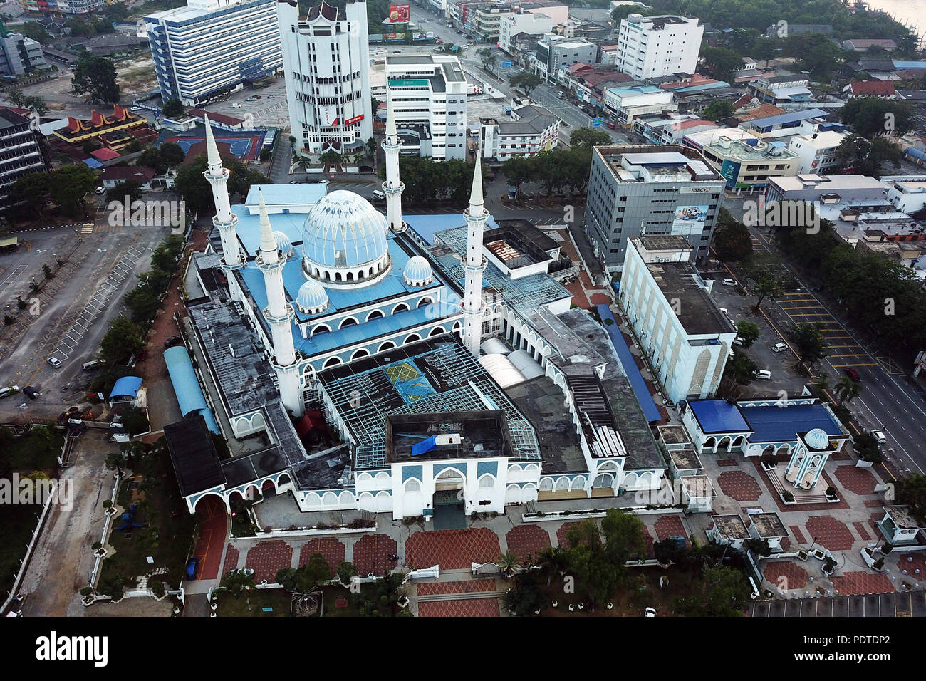 5. August 2018. Kuantan, Pahang, Malaysia. Blick von Luftbildern von Sultan Haji Ahmad Shah Moschee Stockfoto