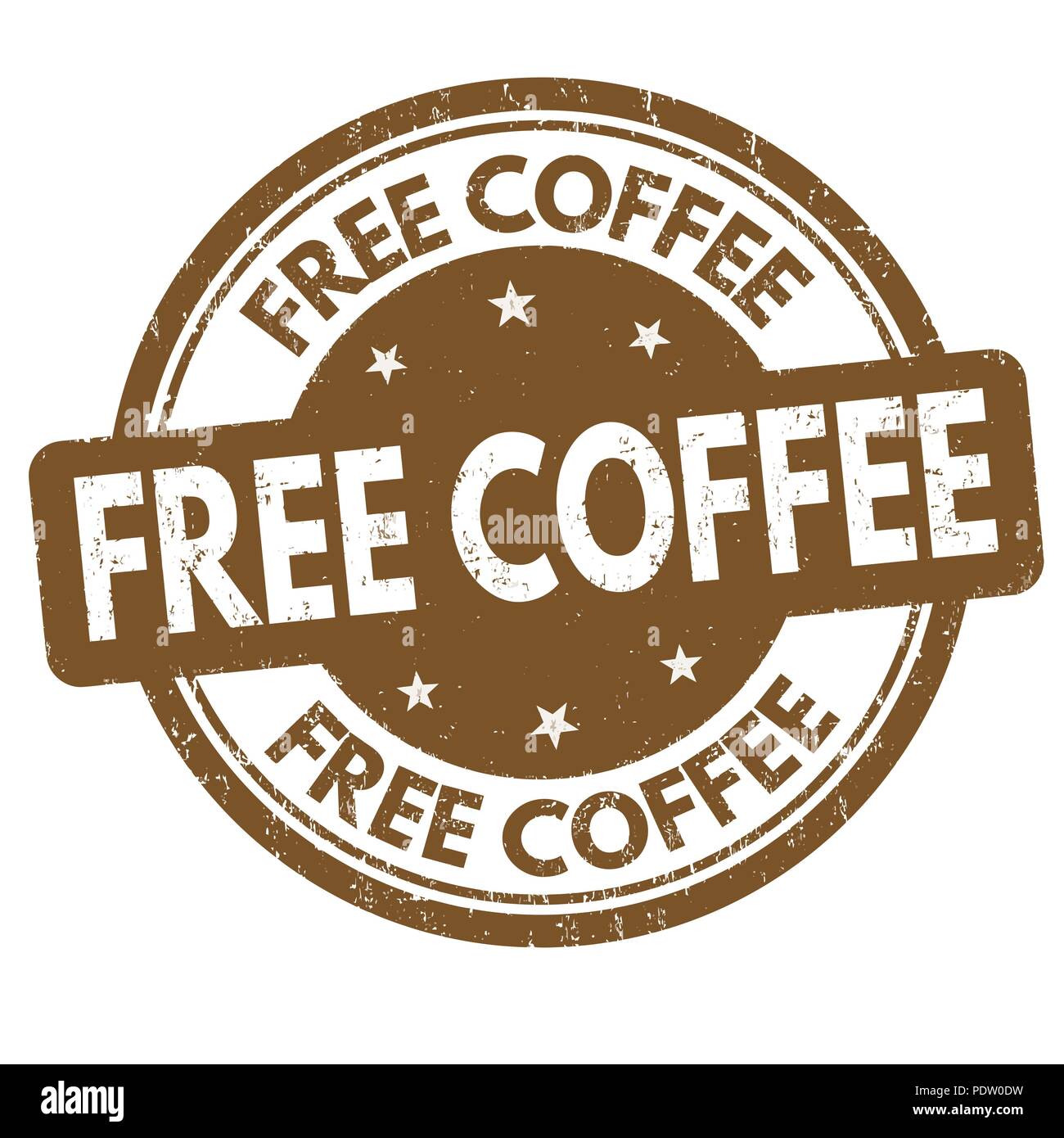 Kostenloser Kaffee Zeichen oder Stempel auf weißem Hintergrund, Vector