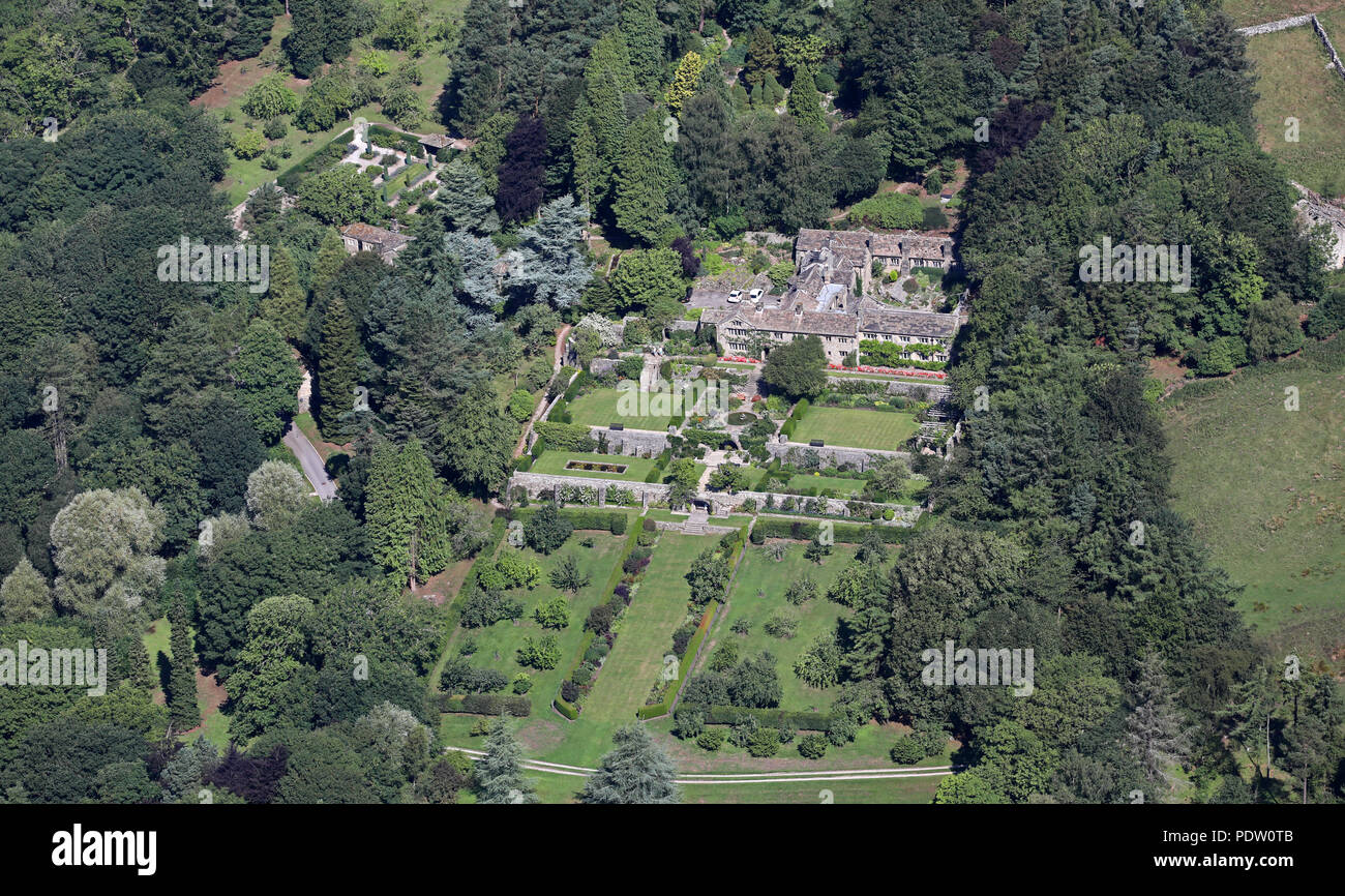 Luftaufnahme von Parcevall Hall Gardens in der Nähe von Skipton, North Yorkshire Stockfoto