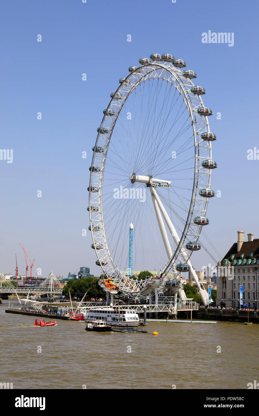 Die Coca-Cola-London Eye Riesenrad am Südufer der Themse, Lambeth, London, England Stockfoto