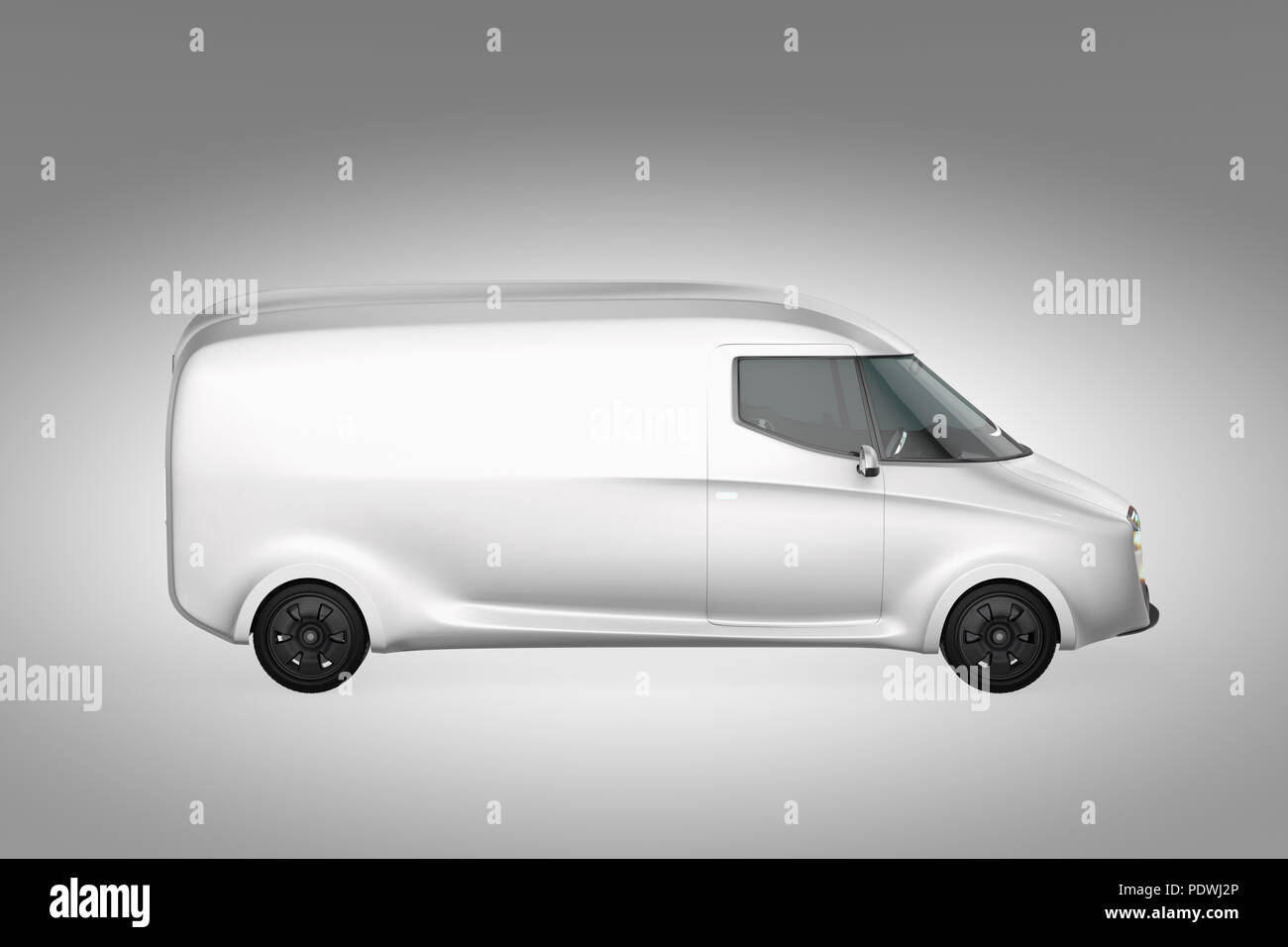 Weiß elektrisch betriebenen Transporter mit Kopie Raum auf den Körper. Studio Rendern im Hintergrund Bild. Stockfoto