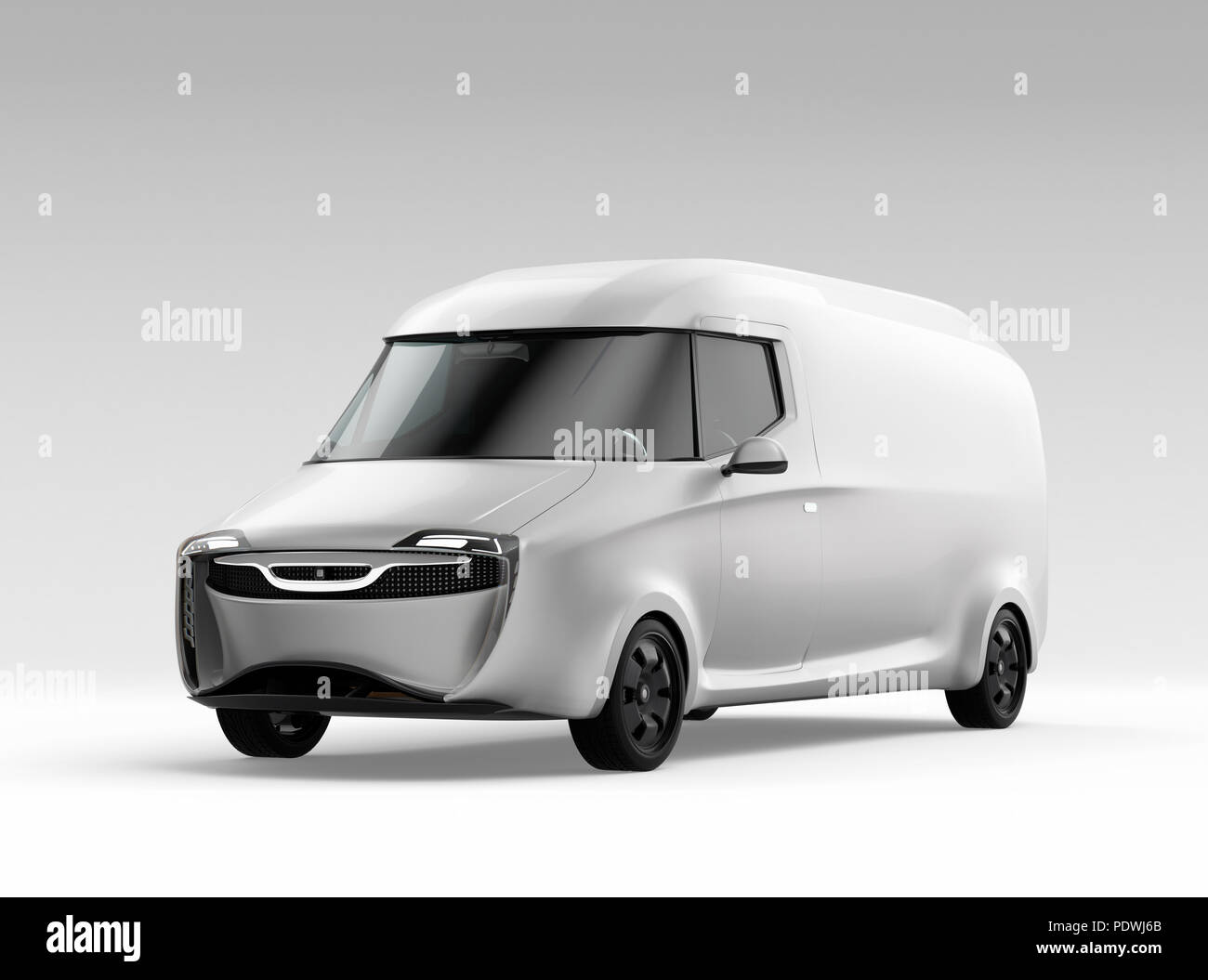 Weiß elektrisch betriebenen Transporter in Studio Hintergrund. 3D-Bild. Stockfoto