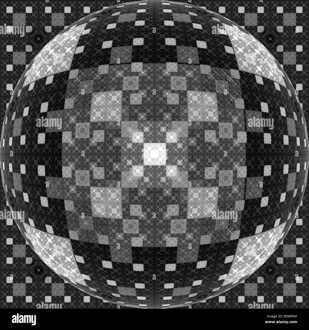 Mehrdimensionale bunten fraktale Geometrie Schwarz und Weiß, Computer generiert abstrakte Kunstwerke, 3D-Illusion und Rendering Stockfoto