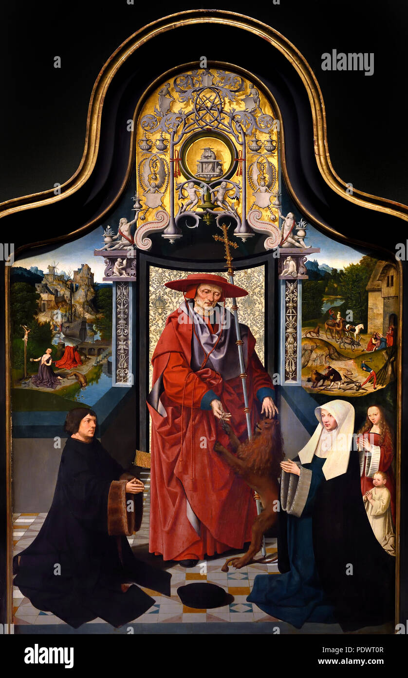 Hieronymusaltar, Detail, 1511. Der heilige Hieronymus und der Löwe von