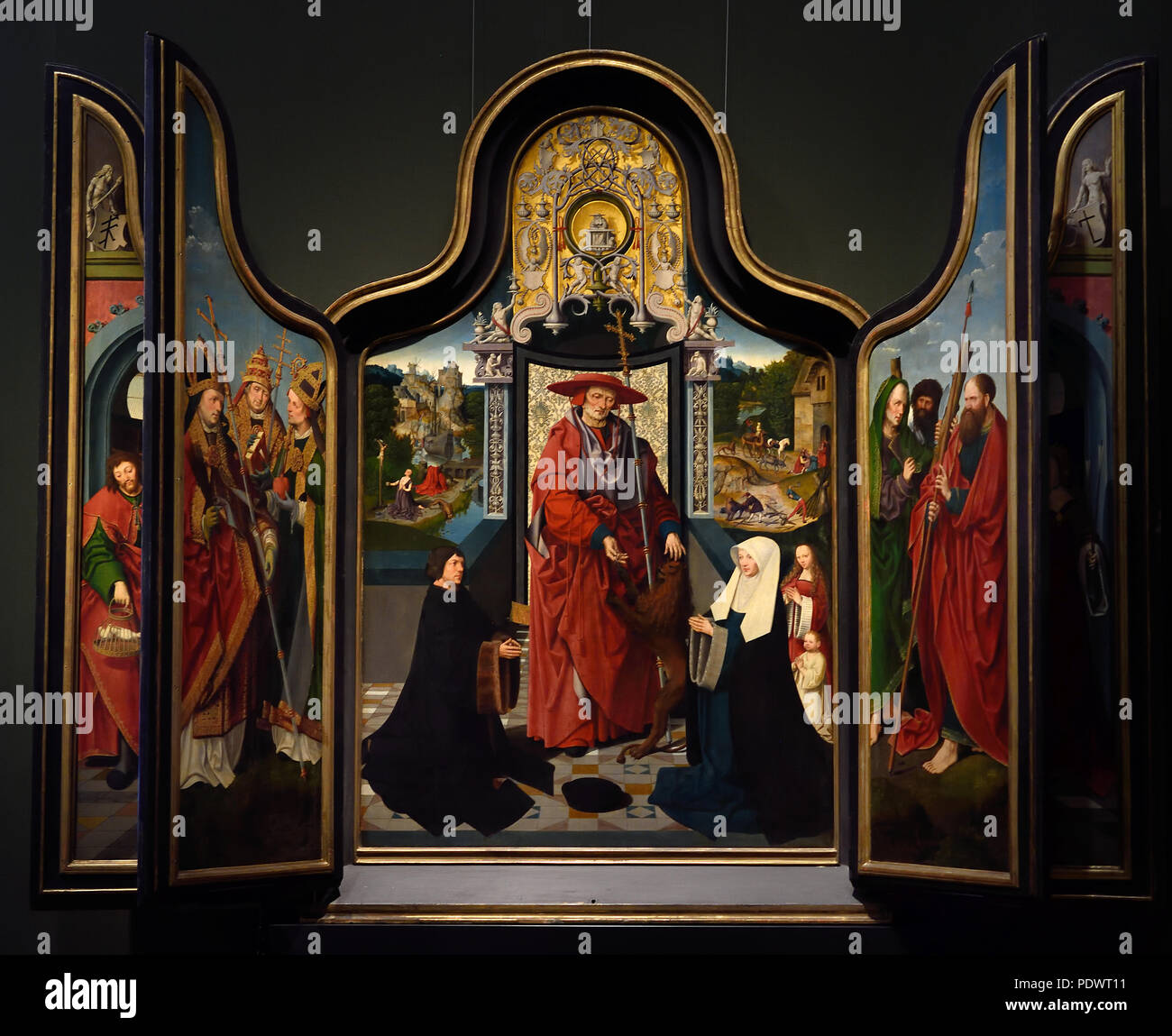 Hieronymusaltar, Detail, 1511. Der heilige Hieronymus und der Löwe von Jacob CORNELISZ VAN OOSTSANEN 1472 - 1533, Niederländisch, Die Niederlande Stockfoto