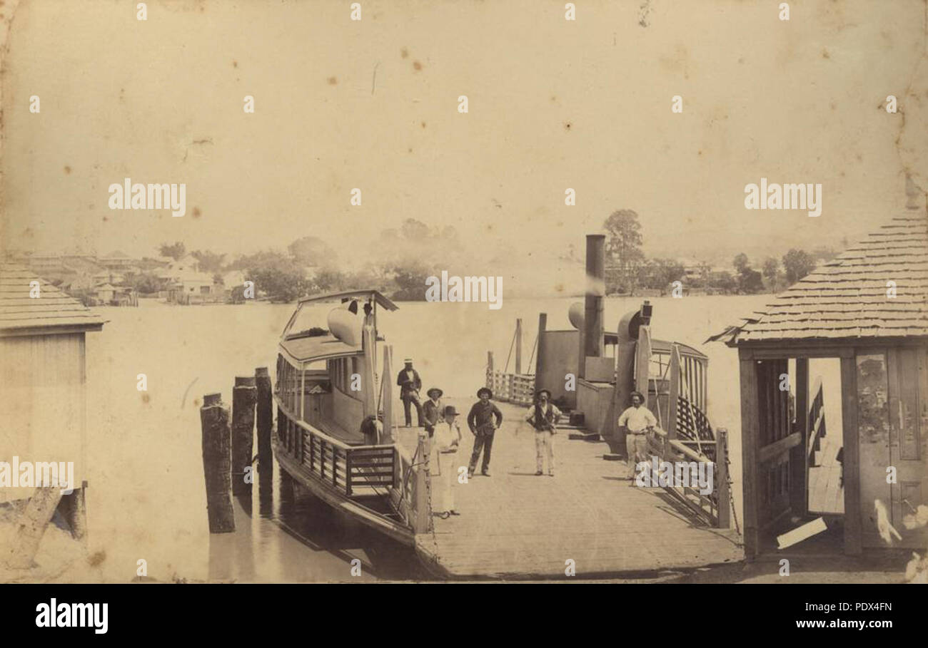 253 StateLibQld 1 235065 Bulimba Fähre lagen die überfluteten Brisbane River, 1890 Stockfoto