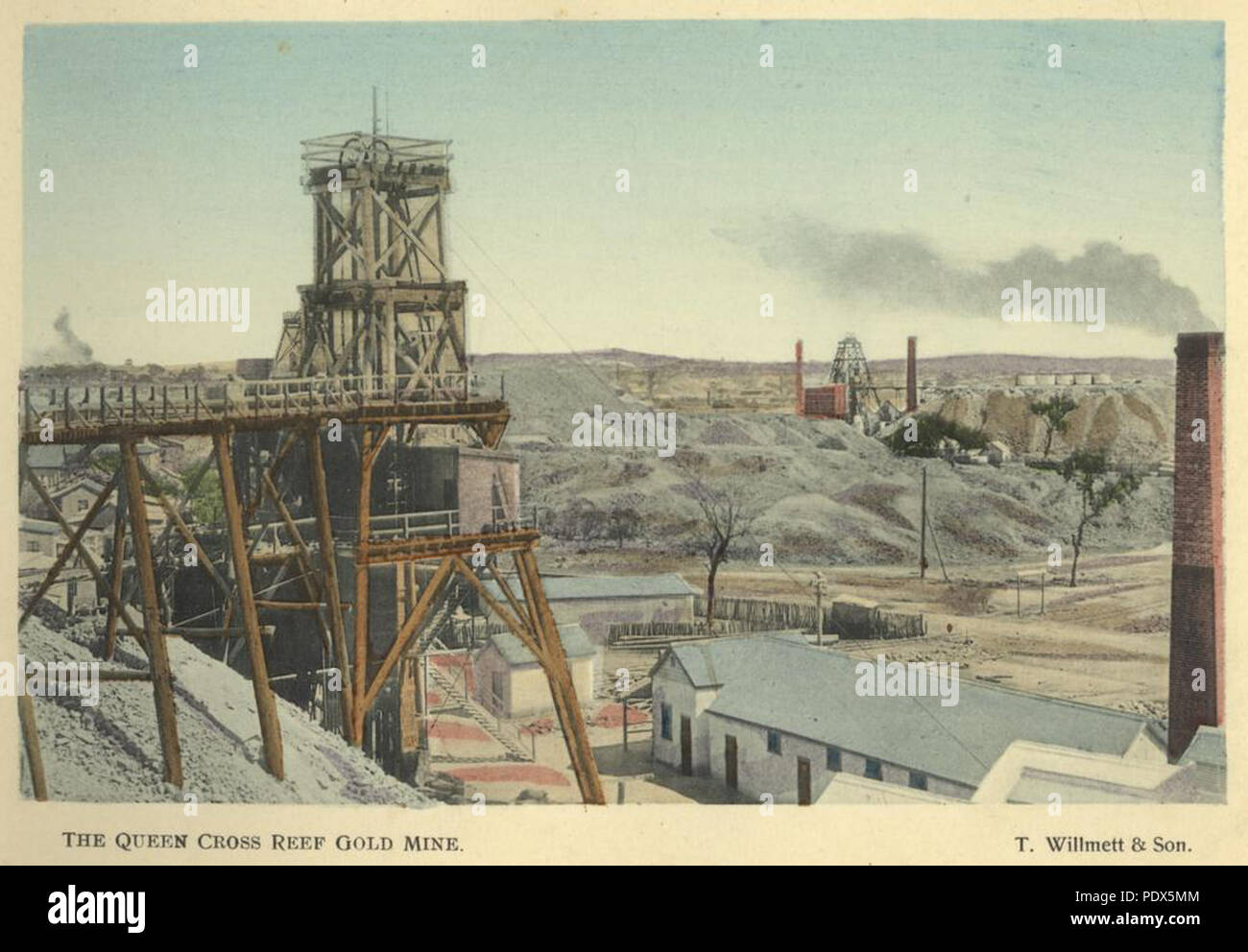 259 StateLibQld 1 258434 Hand Farbfoto der Königin Kreuz Reef Goldmine, Charters Towers, 1904 Stockfoto