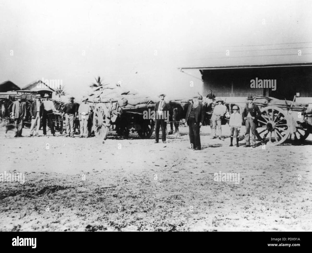 274 StateLibQld 1 84920 Erste Ladung Kohle von Yucca Valley, CA. 1910 Stockfoto