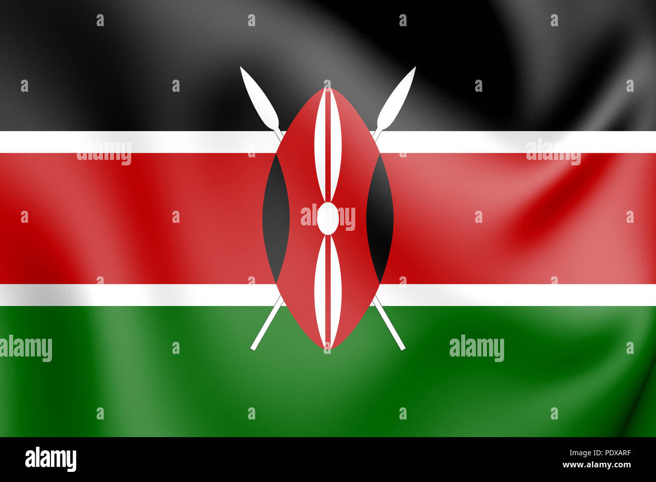 3D-Flagge Kenia. 3D-Darstellung. Stockfoto