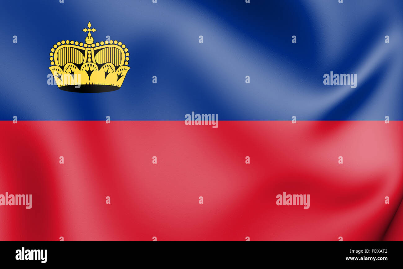 3D Flagge des Liechtenstein. 3D Illustration. Stockfoto