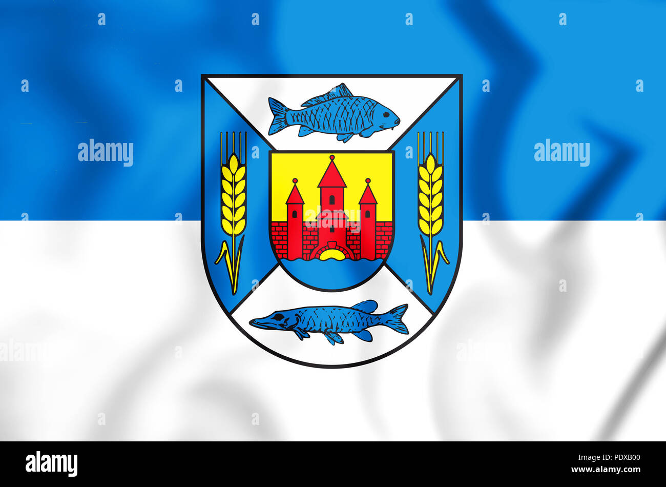 3D-Flagge Zahna-Elster (Sachsen-Anhalt), Deutschland. 3D-Darstellung. Stockfoto