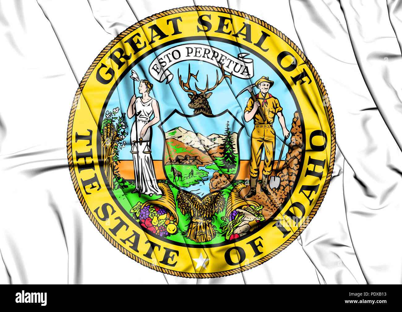 3D-Zustand Dichtung von Idaho, USA. 3D-Darstellung. Stockfoto