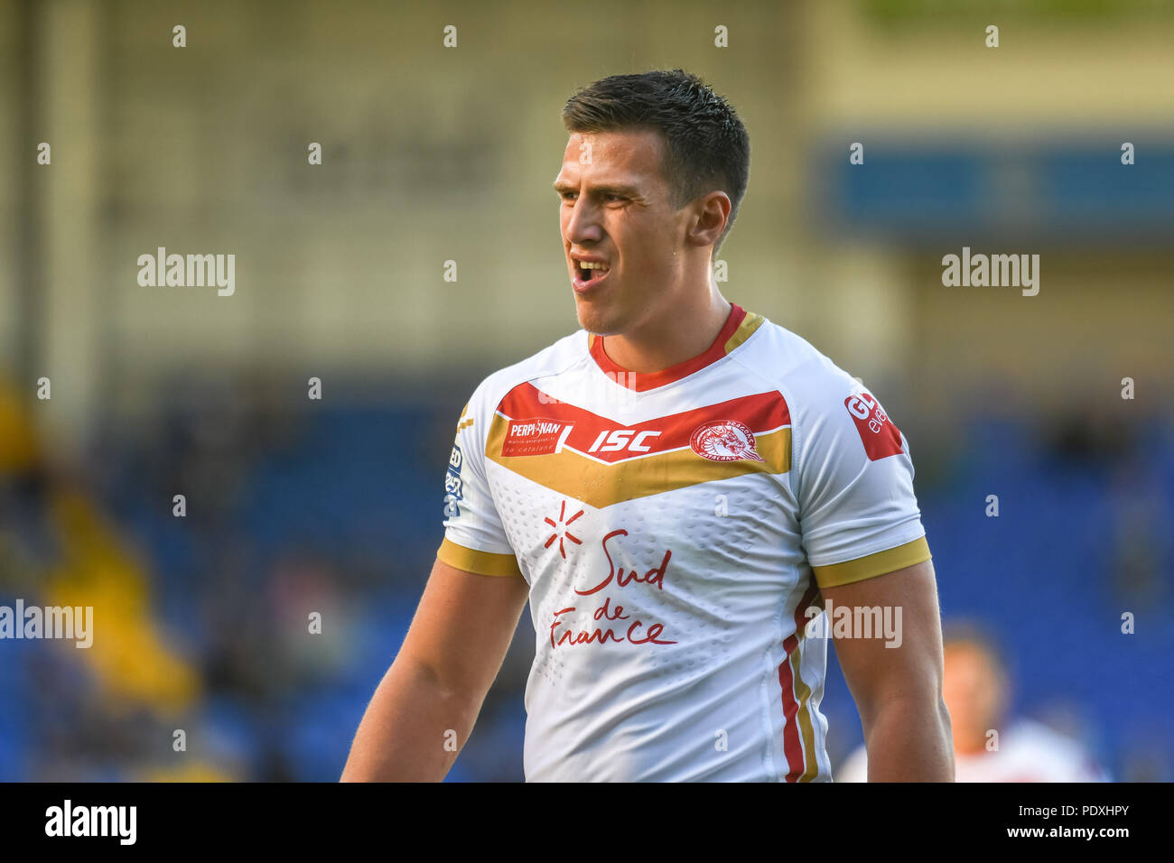 Warrington, Großbritannien, 10. August 2018, Halliwell Jones Stadium, Warrington, England; Betfred Super League Super 8 s, Warrington Wolves v Katalanen Drachen; Lambert Belmas der Katalanen Dragaons Credit: Aktuelles Bilder/Alamy leben Nachrichten Stockfoto