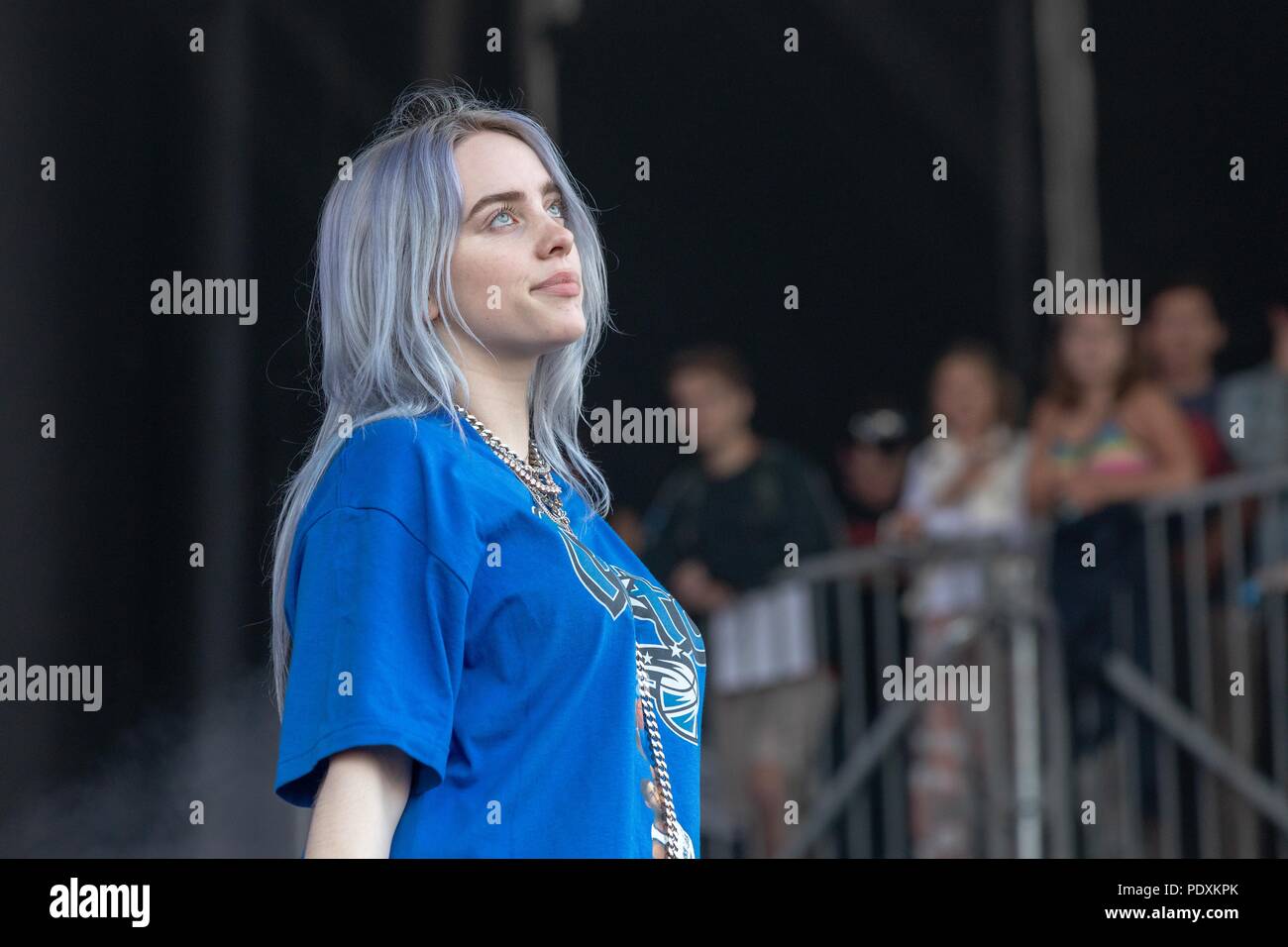 San Francisco, Kalifornien, USA. 10 Aug, 2018. BILLIE EILISH während Außerhalb landet Musik Festival im Golden Gate Park in San Francisco, Kalifornien Quelle: Daniel DeSlover/ZUMA Draht/Alamy leben Nachrichten Stockfoto