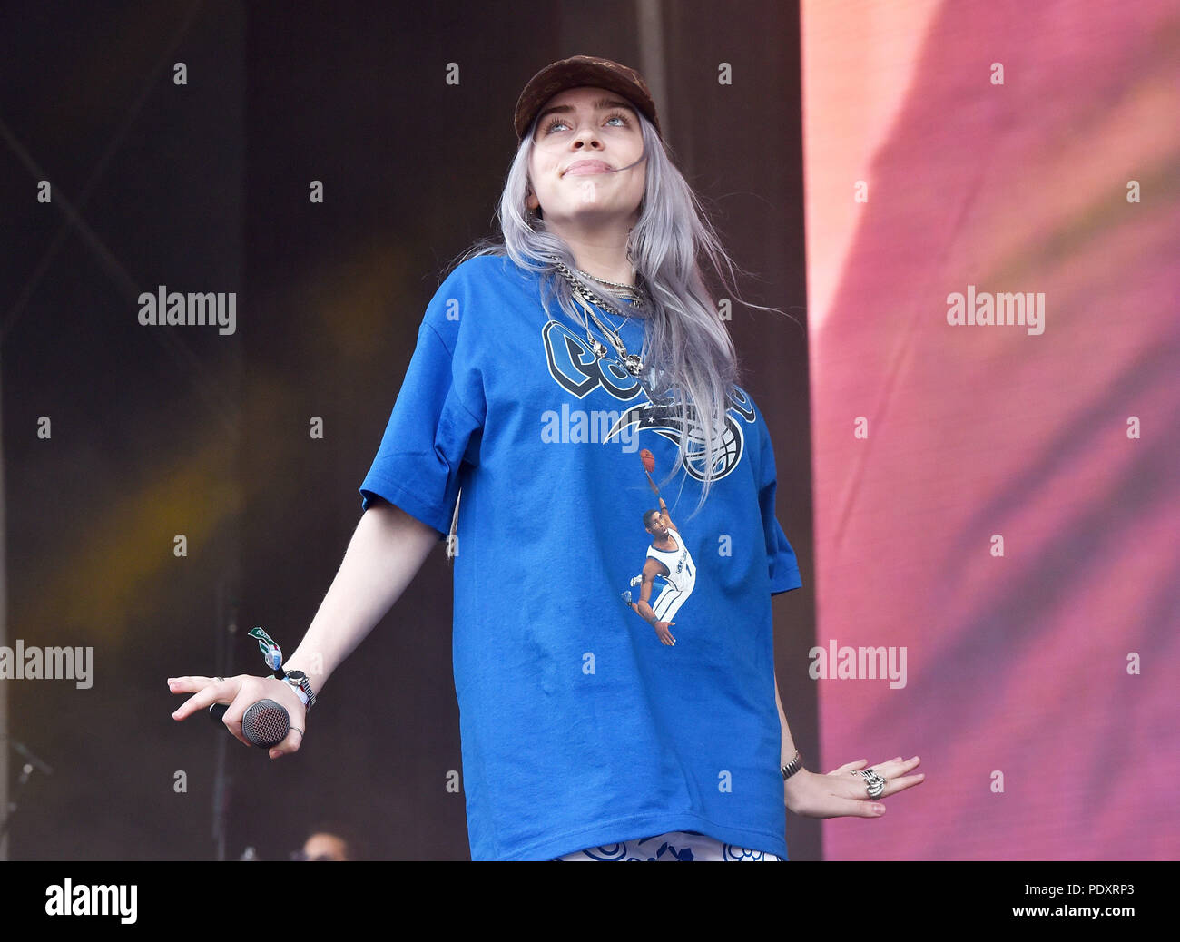 San Francisco, Ca. 10 Aug, 2018. Billie Eilish führt während der 2018 Außerhalb landet Musis und Arts Festival im Golden Gate Park am 10. August in San Francisco, Kalifornien 2018. Quelle: Bild Raum/Medien Punch/Alamy leben Nachrichten Stockfoto