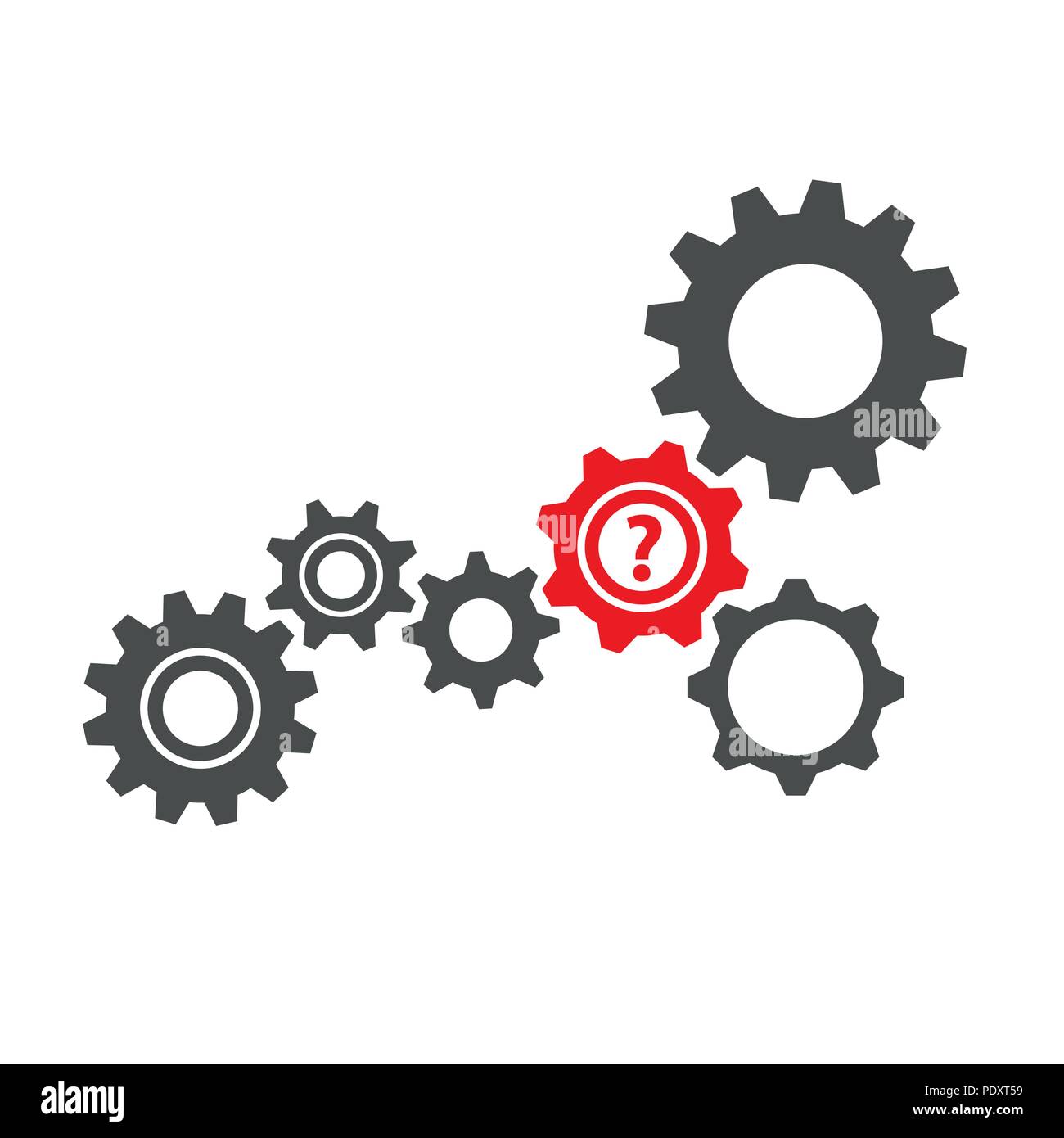 Zahnräder mit der Frage business Symbol Teamarbeit Vektor-illustration EPS 10. Stock Vektor