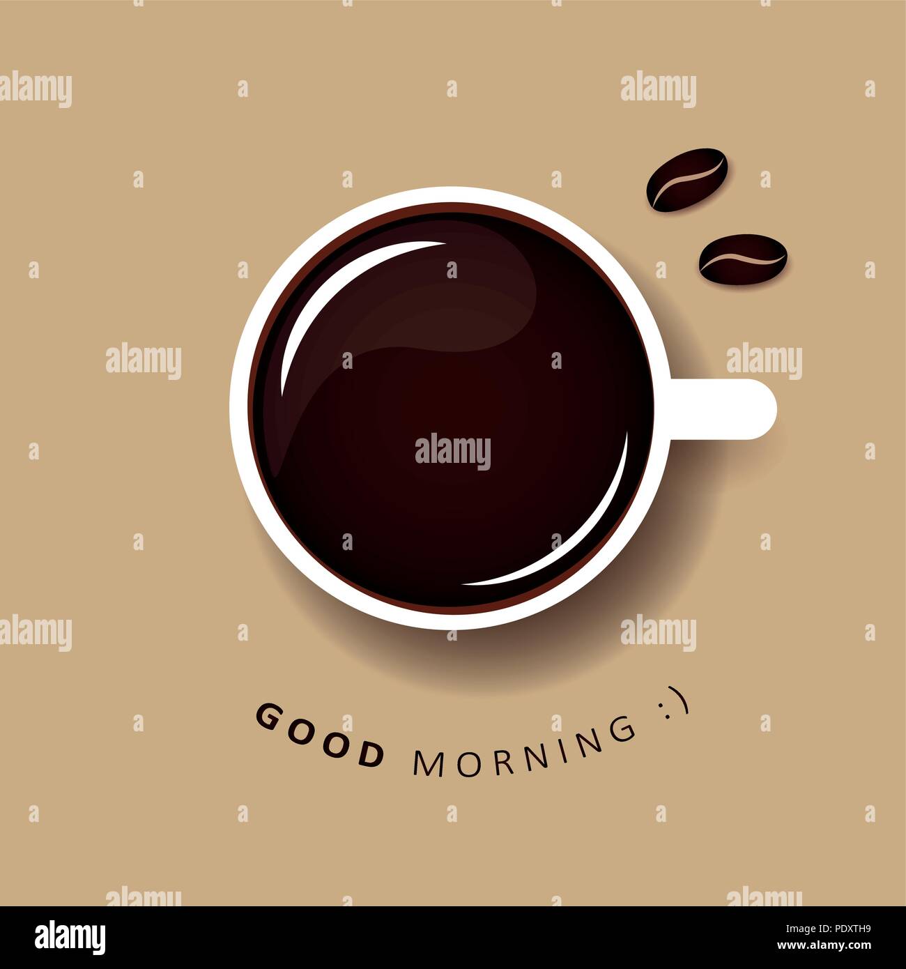 Guten Morgen happy Kaffee schwarz Vector EPS Abbildung 10 Stock Vektor