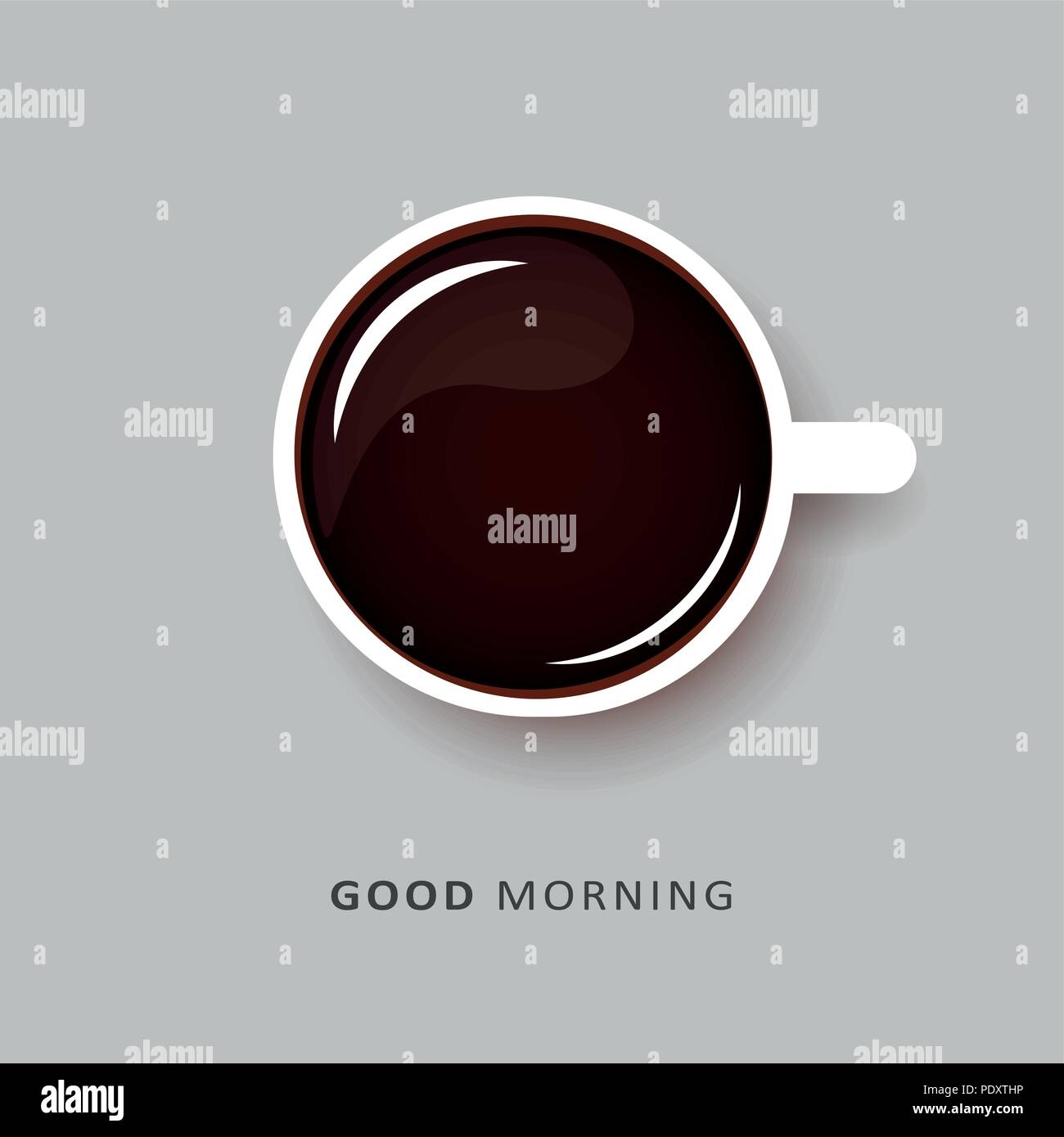 Guten Morgen schwarzer Kaffee in weisser Tasse Vektor-illustration EPS 10. Stock Vektor