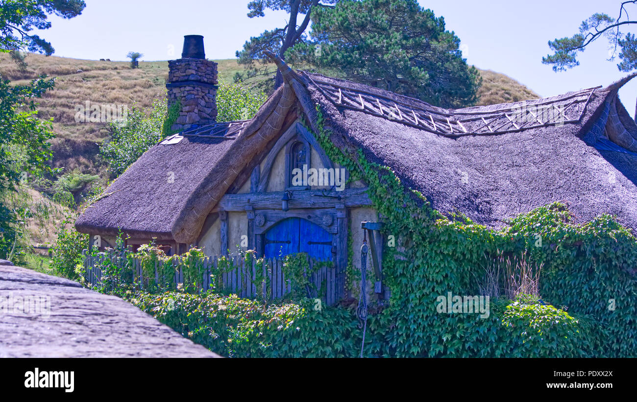 Dorfzentrum, Hobbiton movie Set Stockfoto