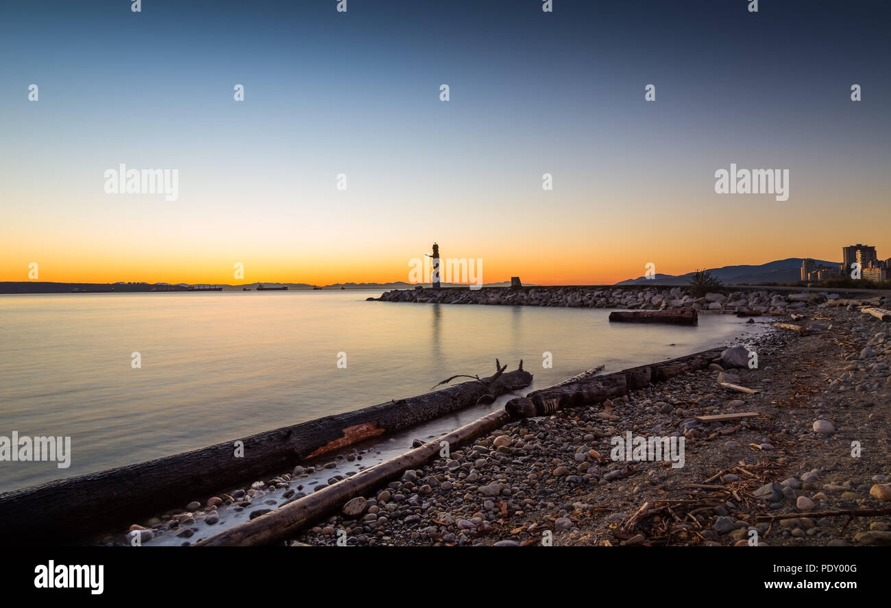 Sonnenuntergang in Ambleside Park in West Vancouver. Stockfoto