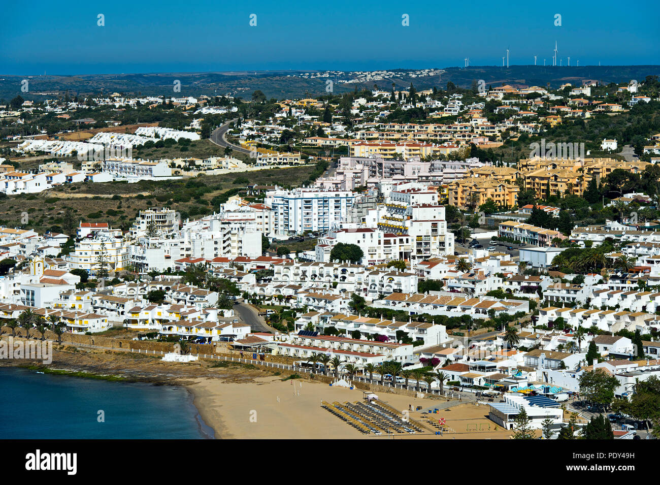 Luz an der Küste der Algarve, Praia da Luz, Portugal Stockfoto