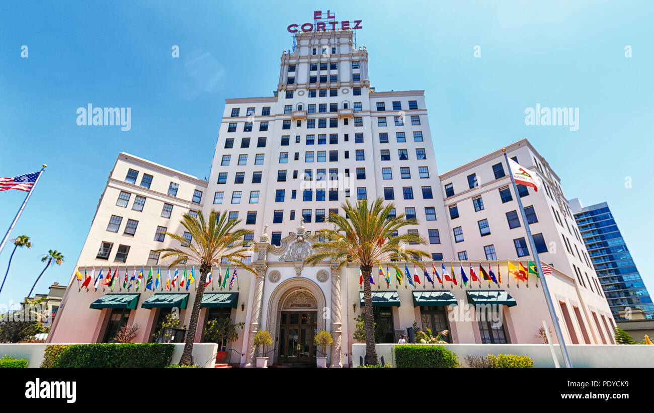 SAN DIEGO, Ca, USA - 14. Juli: Historische El Cortez Hotel am 14. Juli 2018 in der Innenstadt von San Diego, Kalifornien. Stockfoto