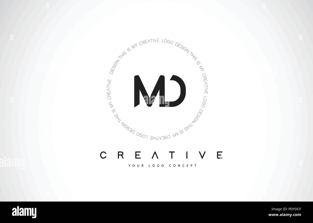 MD M D Logo Design mit schwarzen und weissen Kreative Symbol Text schreiben Vektor. Stock Vektor