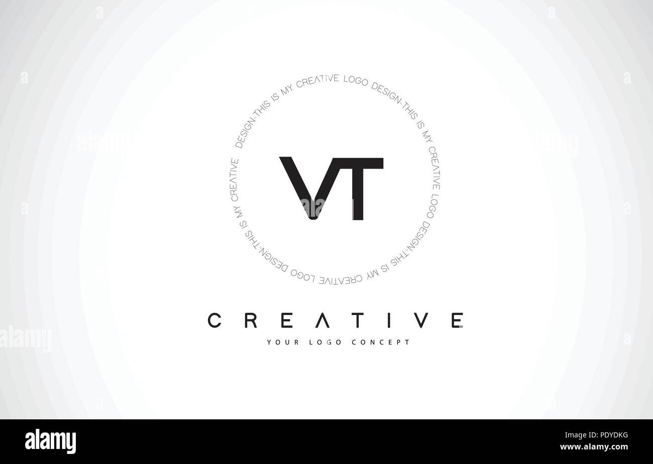 VT V T-Logo Design mit schwarzen und weissen Kreative Symbol Text schreiben Vektor. Stock Vektor