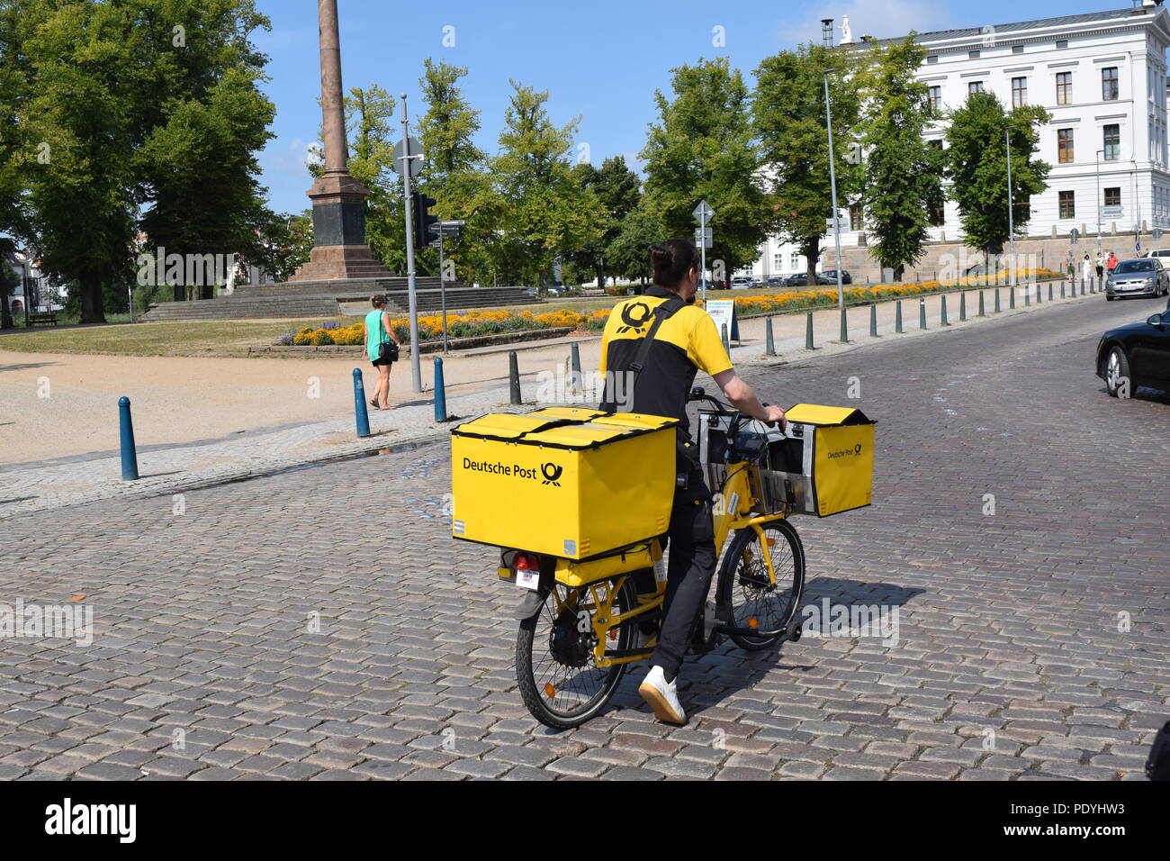 Deutsche Post Versand Fahrrad Stockfoto