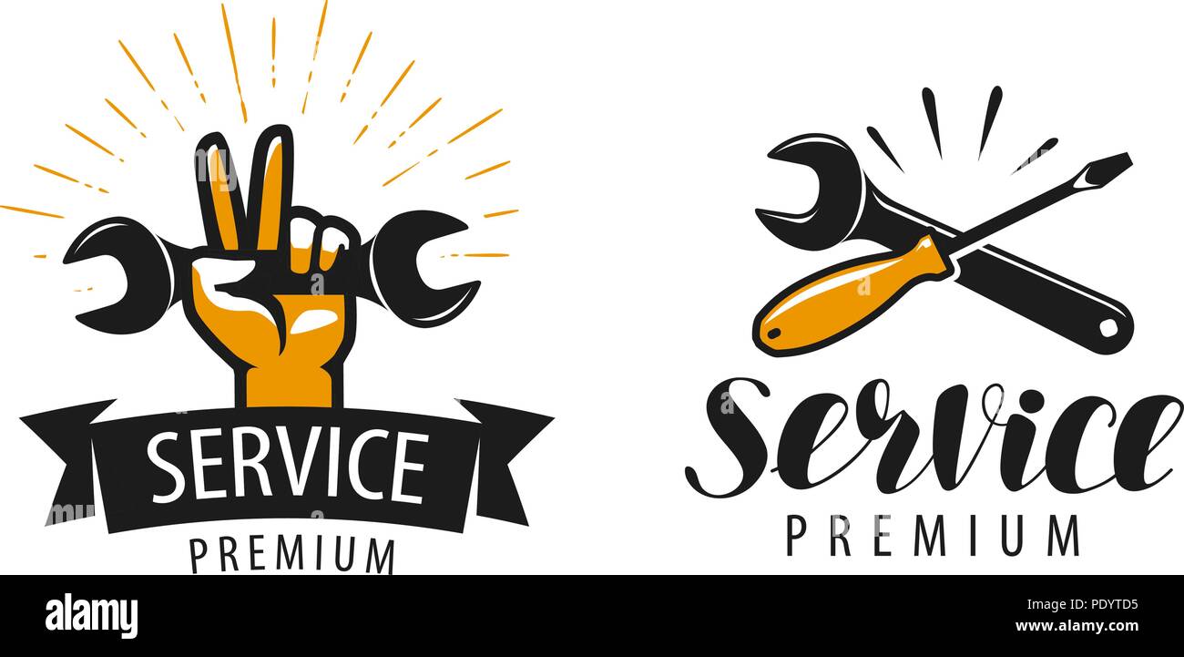 Service Logo oder Label. Icon Reparatur. Vector Illustration auf weißem Hintergrund Stock Vektor