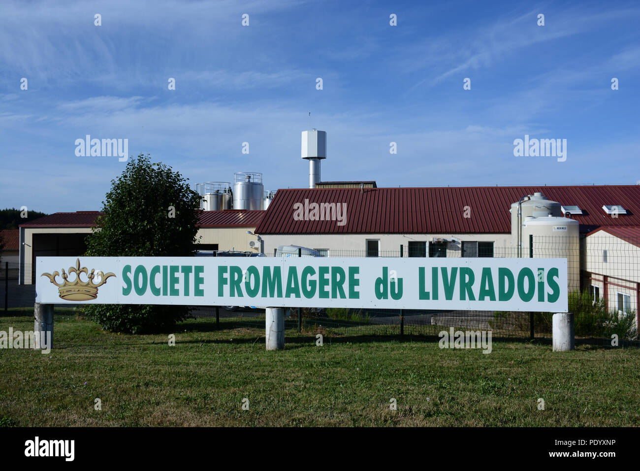 Société Fromagère du Livradois, Milchindustrie, Fournol, Puy-de-Dome, Auvergne-Rhone-Alpes, Frankreich Stockfoto