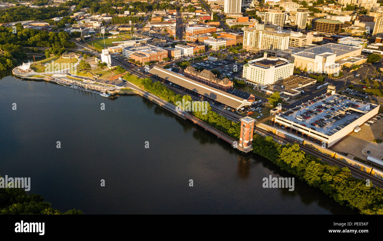 Union Station, Zug Schuppen und Riverfront Park, Montgomery, Alabama Stockfoto