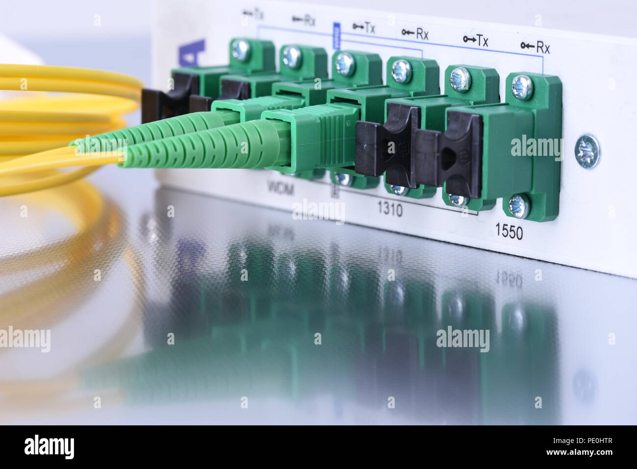 Fiber Optic network Technologie für die Übertragung von Daten Stockfoto