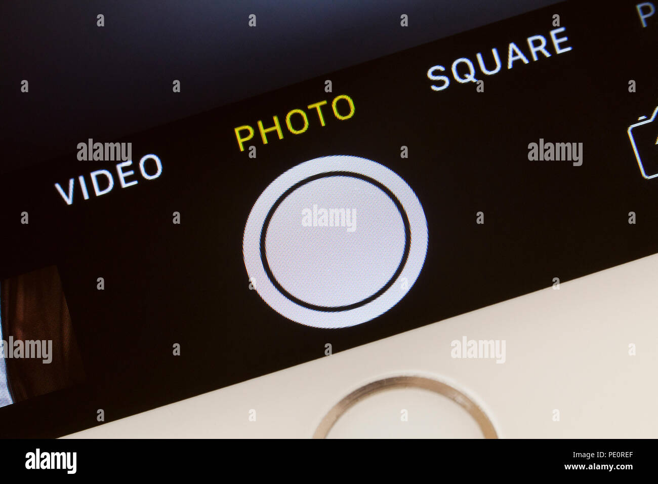 Auslöser auf der iPhone App "Kamera Bildschirm Stockfoto