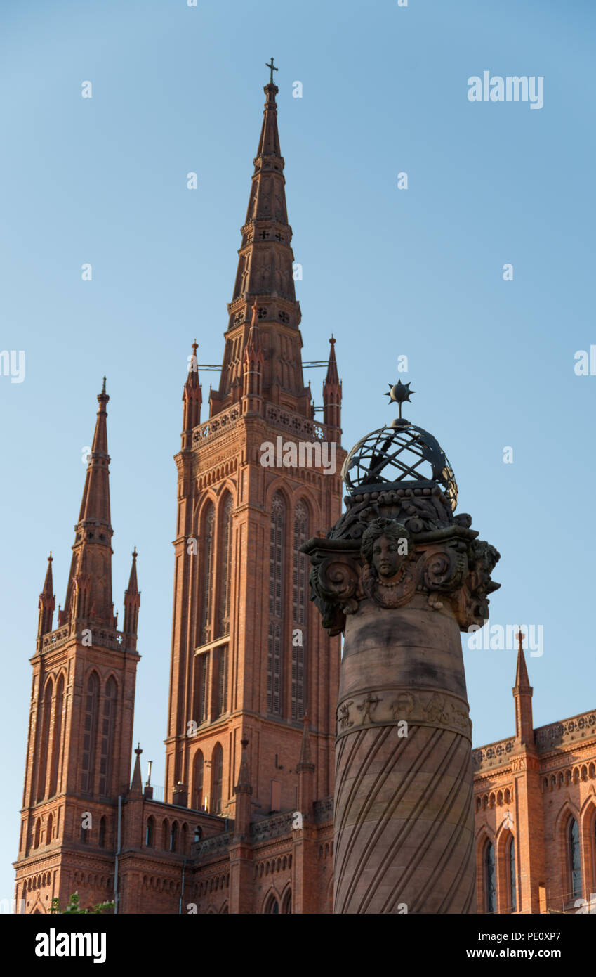 Marktkirche in Wiesbaden auf einen Sommer am Nachmittag Stockfoto