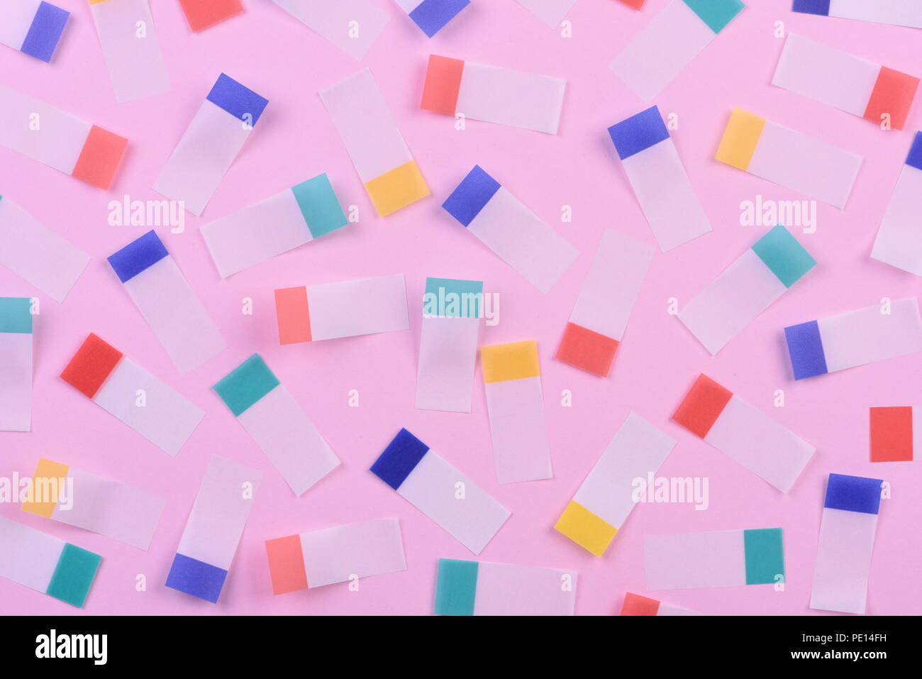 Viele bunte Aufkleber Hintergrund Stockfoto