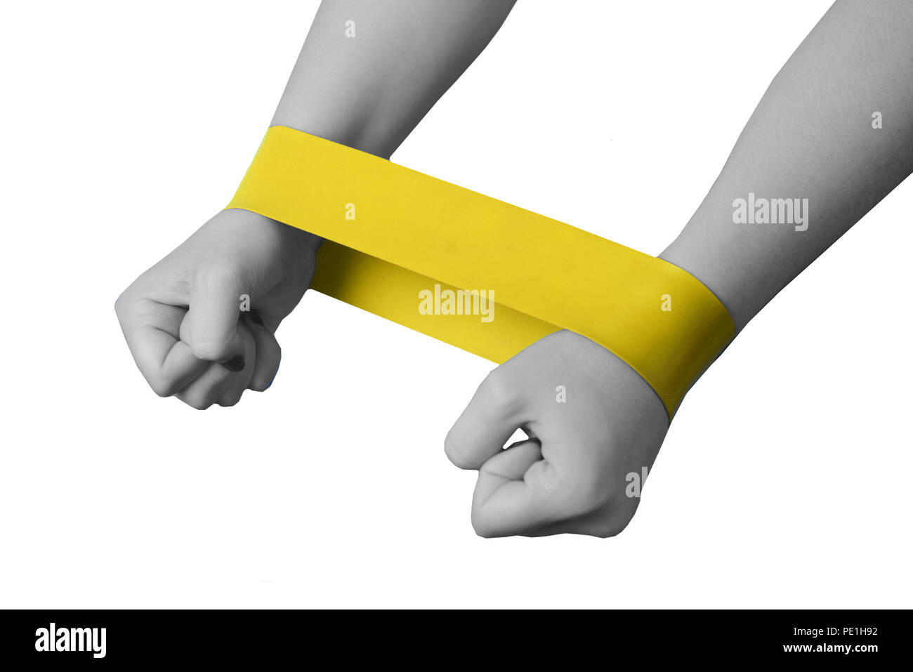 Close-up grün Sport Armband für Stretching isoliert. Stockfoto