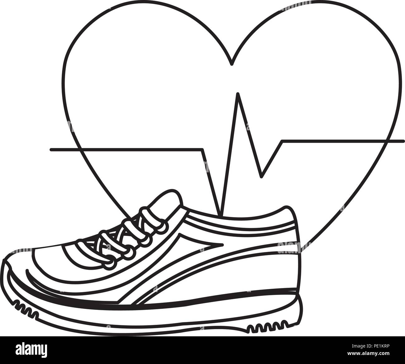 Herz mit cardio Tennis Schuhe Vector Illustration Design Stock Vektor