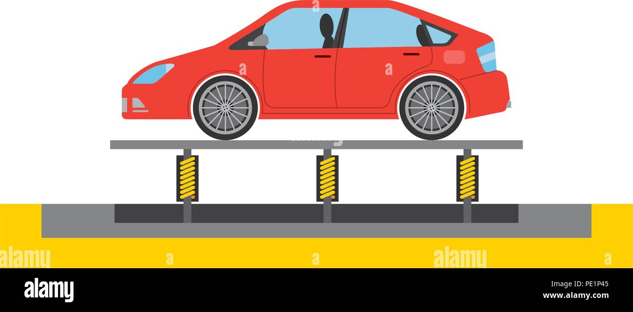 Neues Auto auf Förderband der Fabrik Stock Vektor