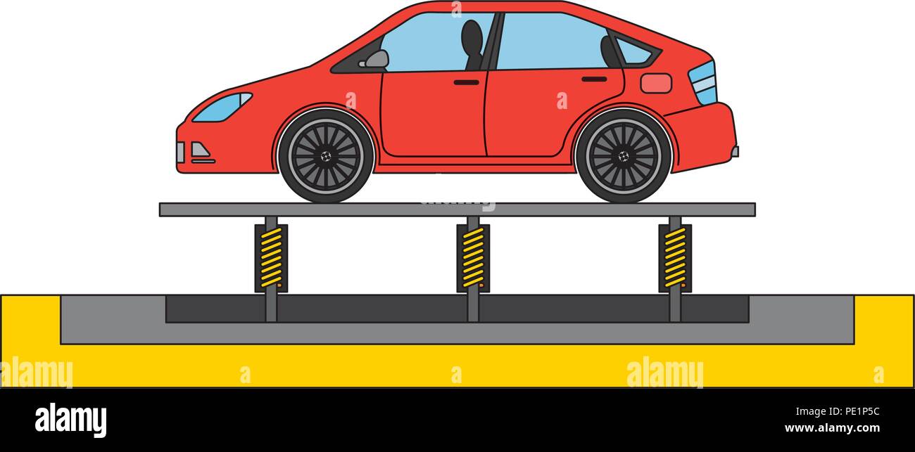 Neues Auto auf Förderband der Fabrik Stock Vektor