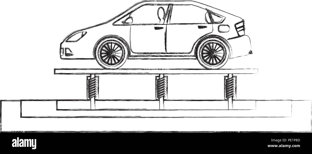 Neues Auto auf Förderband der Fabrik Stock Vektor