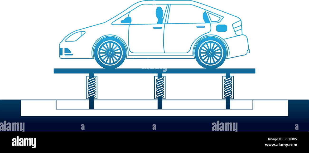 Neues Auto auf Förderband der Fabrik Stock Vektor