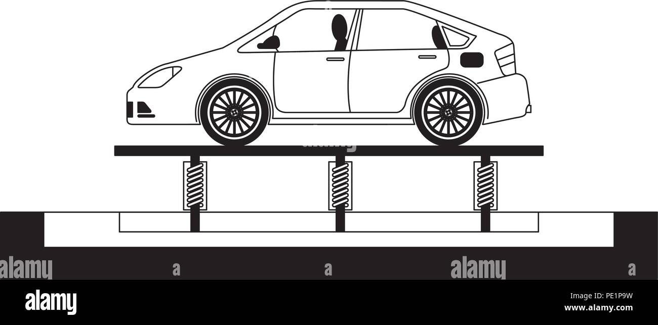 Neues Auto auf Förderband der Fabrik Stock Vektor