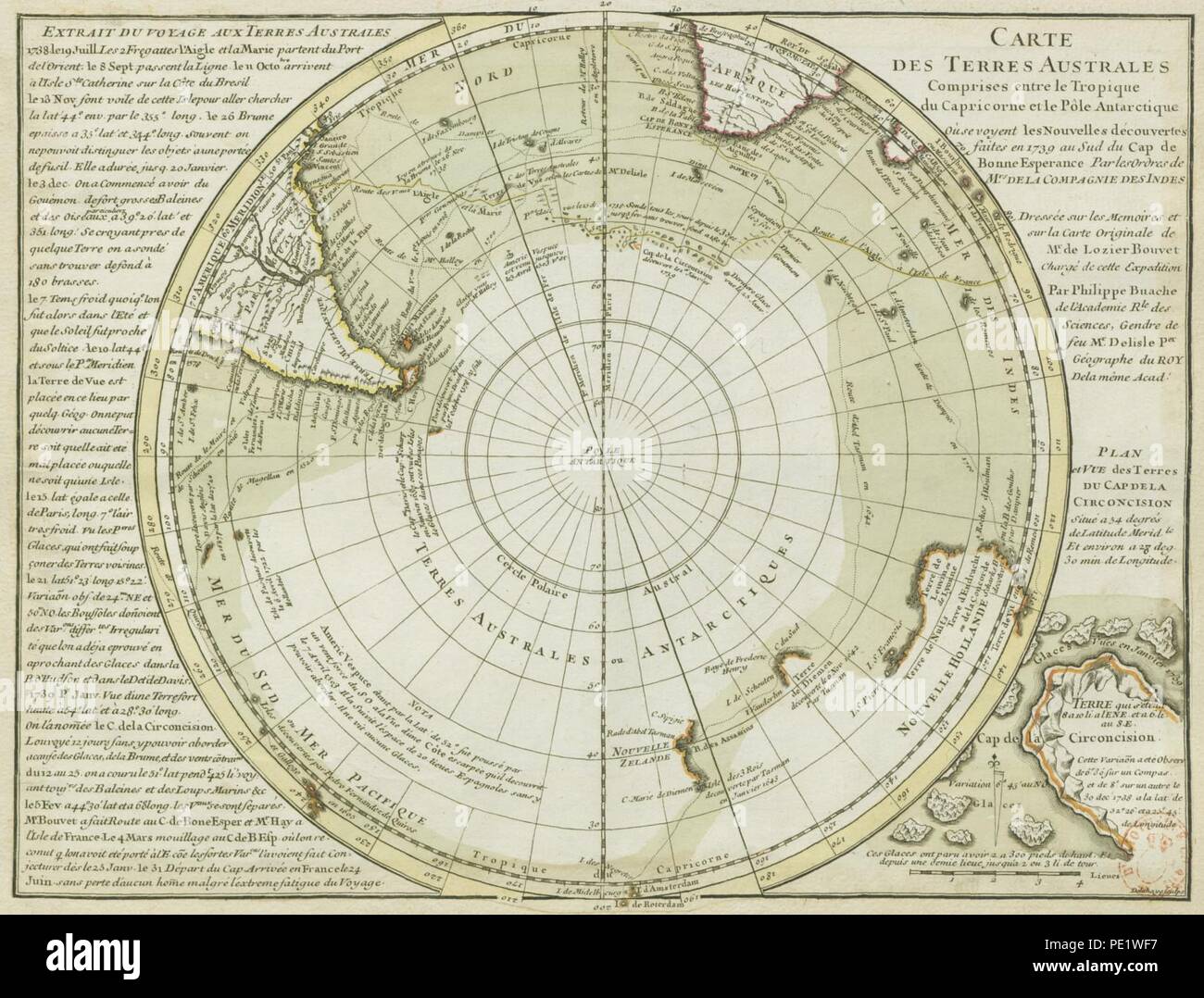 Antarktis Bouvetinsel, Discovery Map 1739. Stockfoto