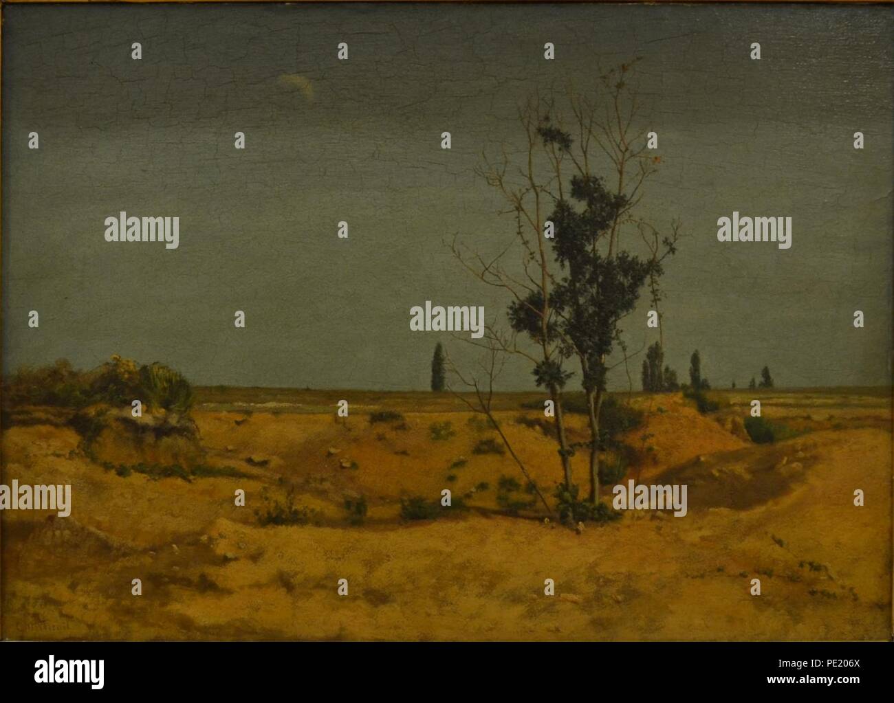 Antoine Chintreuil, "Carrière de Pierres meulières à Igny', 185.. Huile sur toile sans Kader. Stockfoto