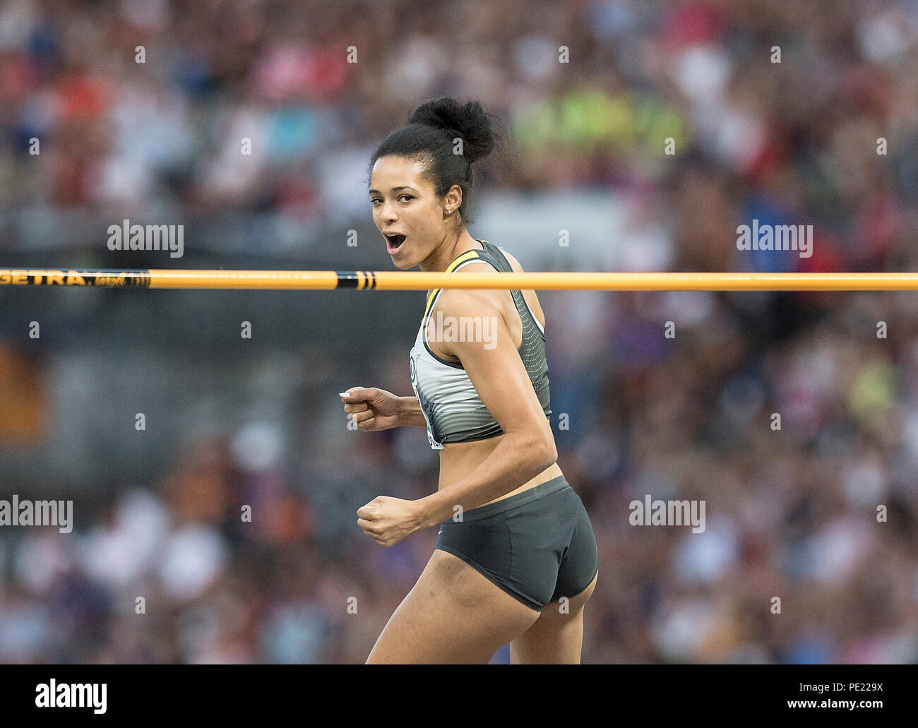 Jubel Marie-Laurence JUNGFLEISCH, Deutschland, Platz 3, Finale hoch springen, auf der Frauen 10.08.2018 Europäische Leichtathletik WM 2018 in Berlin/Deutschland vom 06.08. - 12.08.2018. | Verwendung weltweit Stockfoto