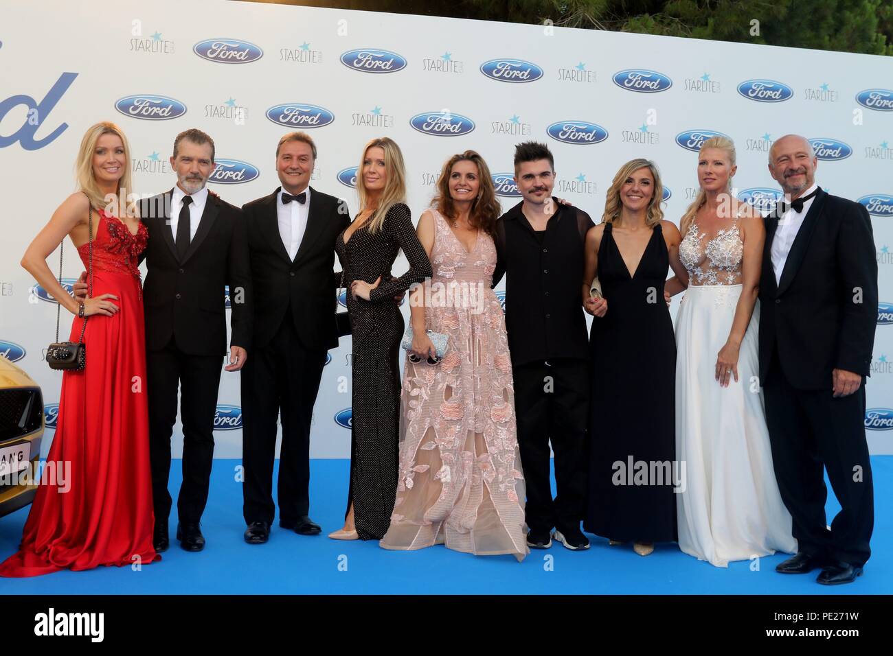 Marbella, Spanien, 11. August 2018. Spende eines Ford Mustang an der Starlite Charity Gala, die von kolumbianischen Sänger Juanes und der Spanische Schauspieler Antonio Banderas in Marbella, Spanien am 11. August 2018 unterzeichnet, Carnero/692/Cordon drücken Sie Antonio Banderas, Nicole Kimpel Juanes Barbara Kimpel Credit: CORDON PRESSE/Alamy leben Nachrichten Stockfoto